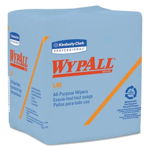 WypAll® L40 Wiper, 1/4 Fold, Blue, 12.5 x 12, 56/Box, 12 Boxes/Carton