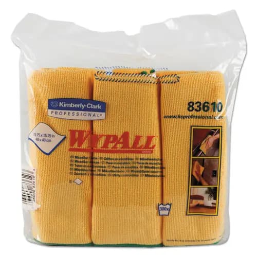 WypAll® Microfiber Cloths, Reusable, 15.75 x 15.75, Yellow, 24/Carton