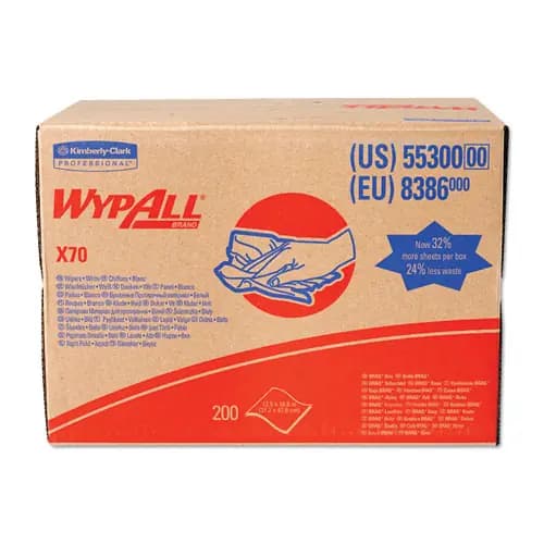 WypAll® X70 Cloths, White, 200/Carton