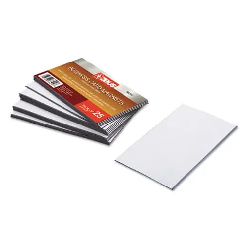ZEUS® Business Card Magnets, White, Adhesive Coated, 25/Pack