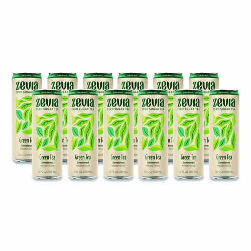 Zevia® Zero Sugar Naturally Sweetened Green Tea, 12 oz Can, 12/Carton