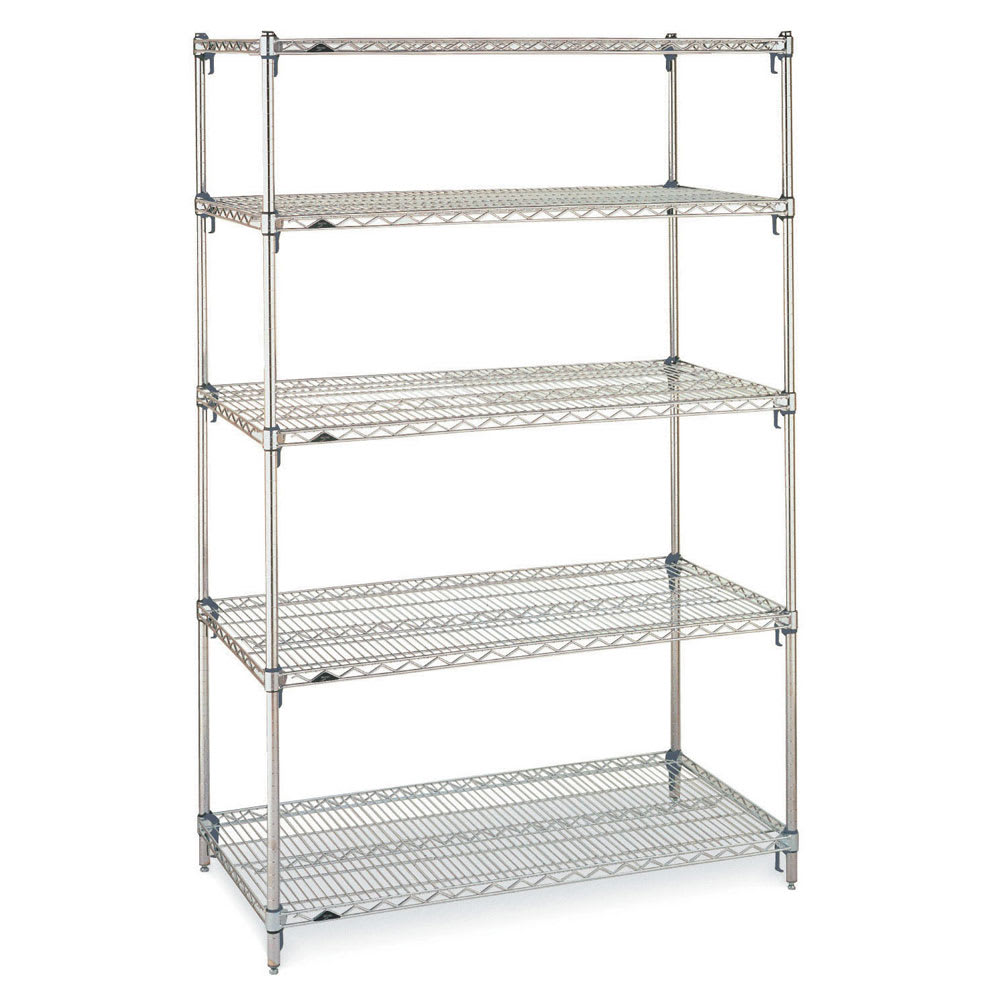 Metro 5A557C 48" NSF 5-Tier Chrome Wire Shelf Kit - Super Erecta®, 24"W, 74"H