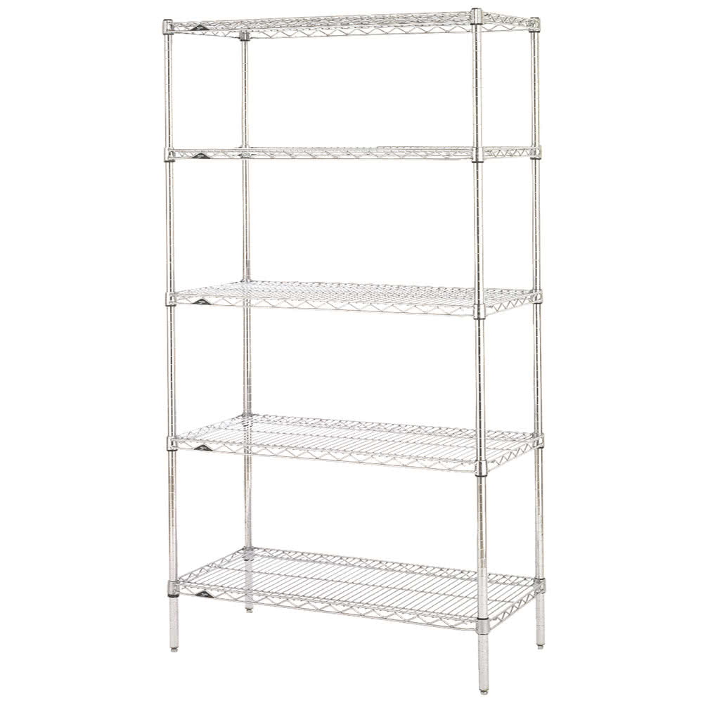 Metro 5N567C 60" NSF 5-Tier Chrome Wire Shelf Kit - Super Erecta®, 24"W, 74"H