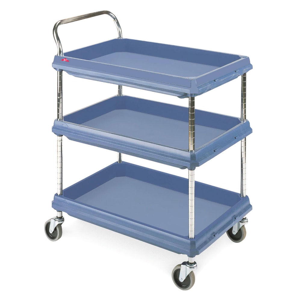 Metro BC2030-3DMB 3 Level Plastic Utility Cart w/ 400 lb Capacity, Raised Ledges