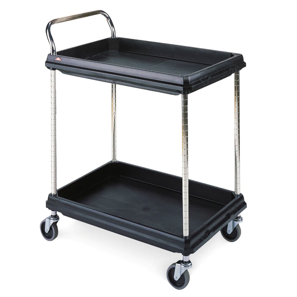 Metro BC2636-2DBL 2 Level Plastic Utility Cart w/ 400 lb Capacity, Raised Ledges
