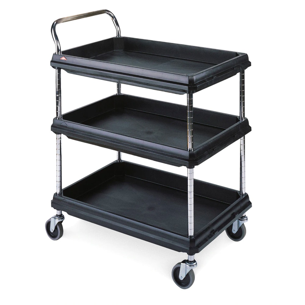 Metro BC2636-3DBL 3 Level Plastic Utility Cart w/ 400 lb Capacity, Raised Ledges