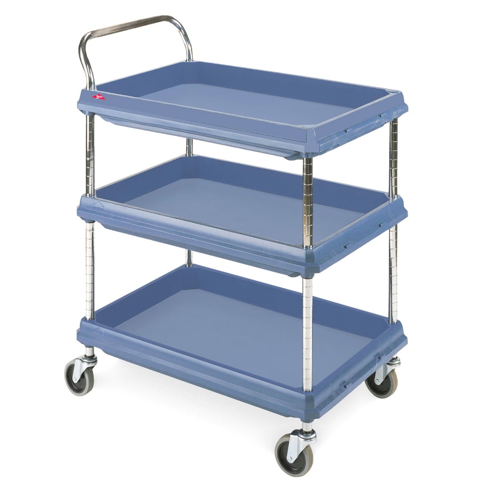 Metro BC2636-3DMB 3 Level Plastic Utility Cart w/ 400 lb Capacity, Raised Ledges