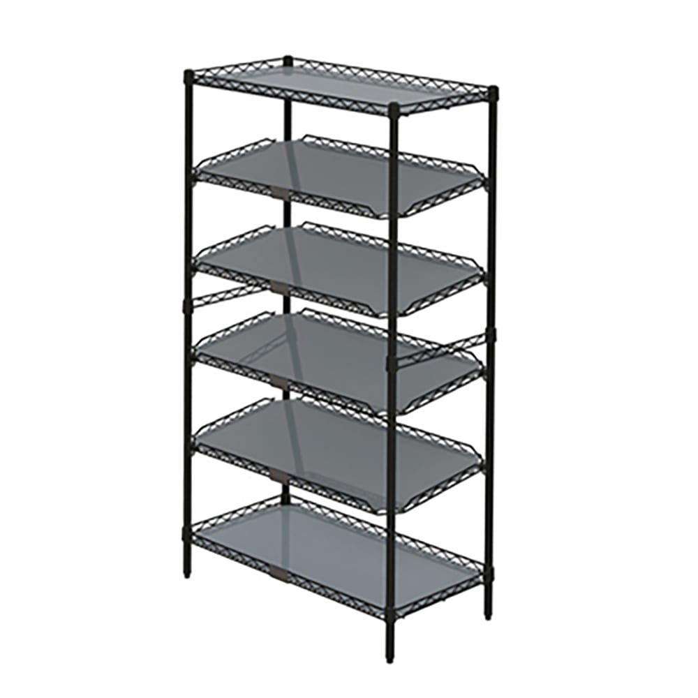 Metro CR1836TGPU 6 Tier To Go Order Pickup Station - 35 3/4"W x 18"D x 62 1/4"H, Black Steel