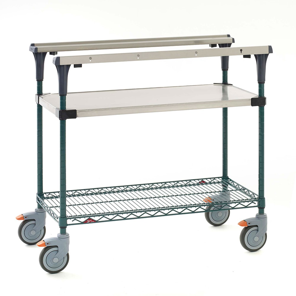 Metro MS1830-FSNK 2 Level Mobile PrepMate® MultiStation w/ Solid/Wire Shelving - 32"L x 19 2/5"W x 39 1/8"H