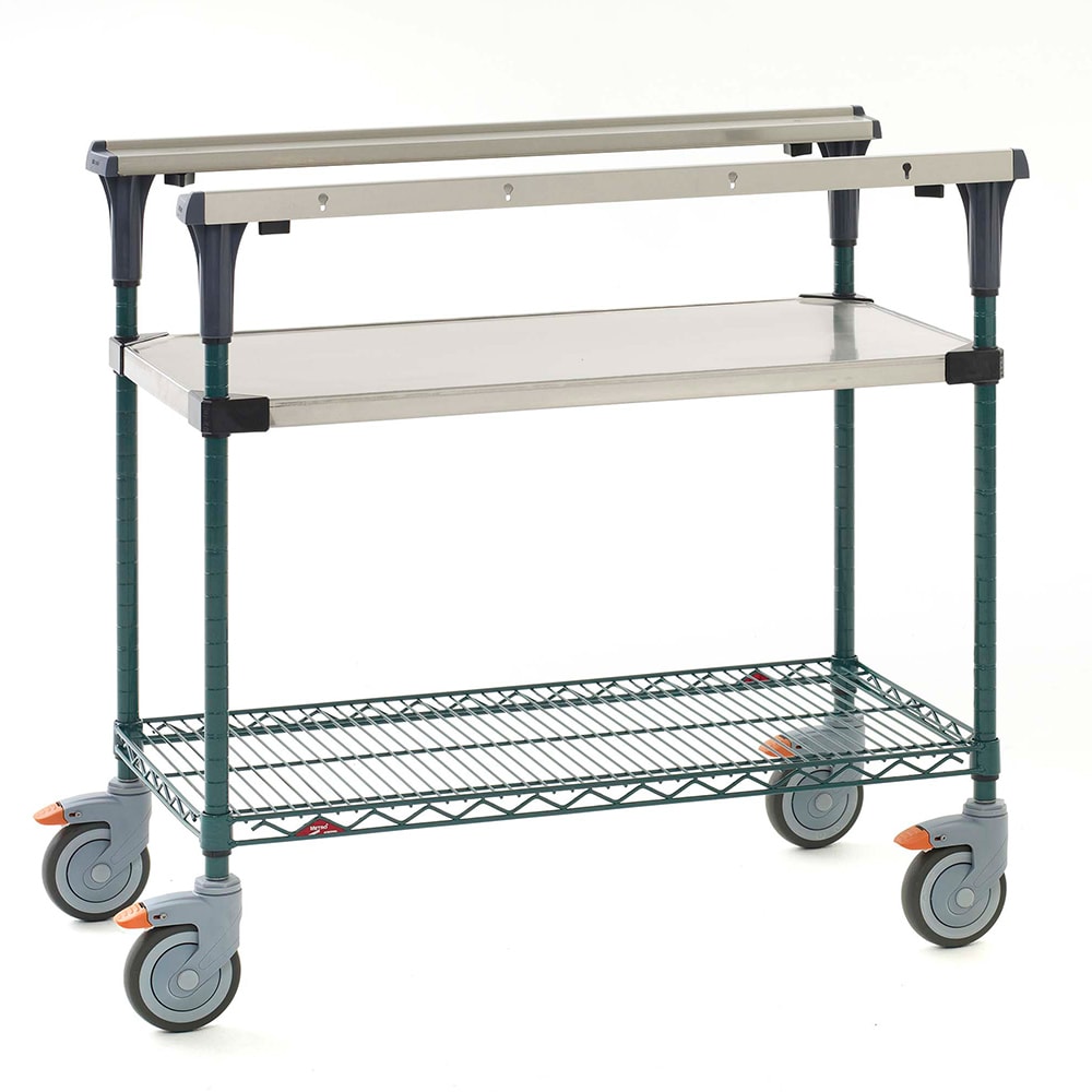 Metro MS1836-FSNK 2 Level Mobile PrepMate® MultiStation w/ Solid/Wire Shelving - 38"L x 19 2/5"W x 39 1/8"H