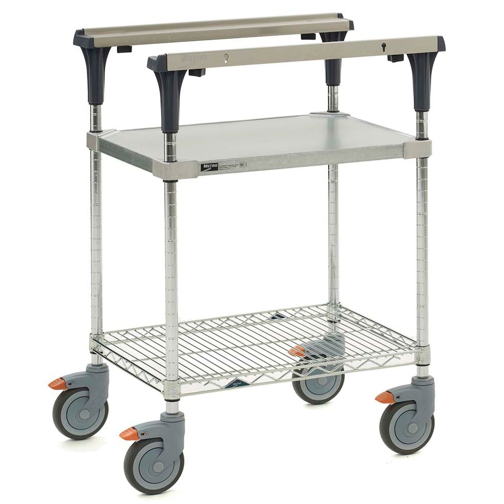 Metro MS1848-FGBR 2 Level Mobile PrepMate® MultiStation w/ Solid/Wire Shelving - 50"L x 19 2/5"W x 39 1/8"H
