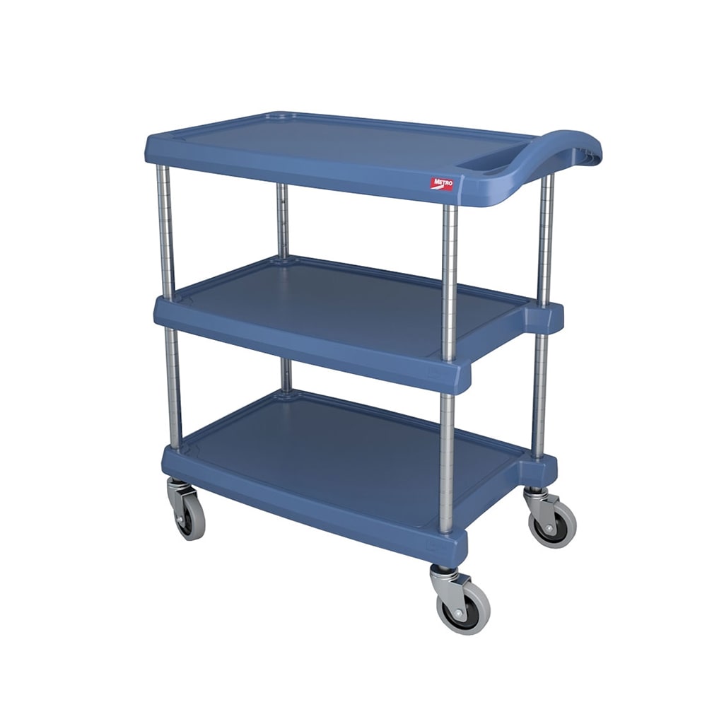 Metro MY1627-34BU 3 Level Polymer Utility Cart w/ 400 lb Capacity, Marine Ledges
