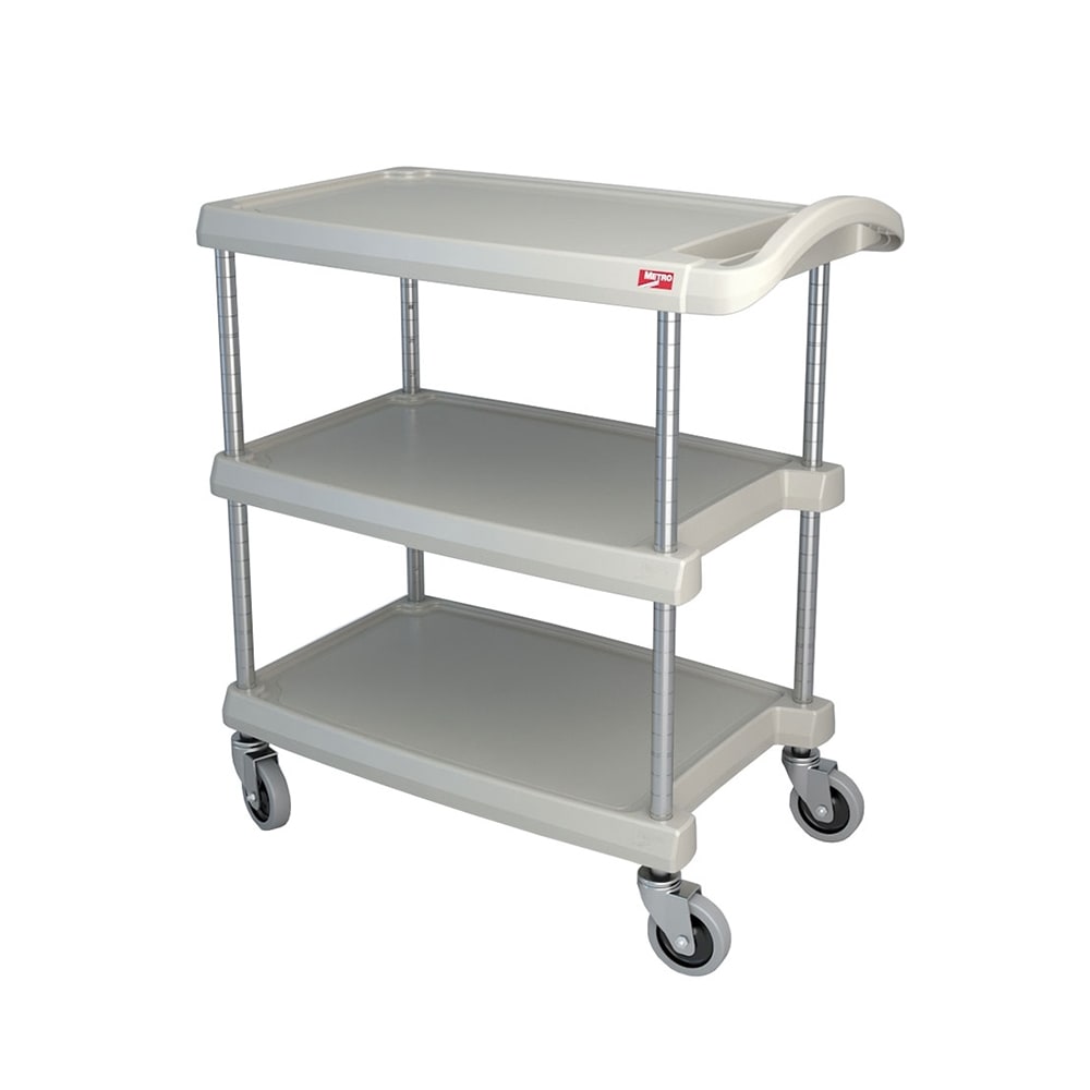 Metro MY1627-34G 3 Level Polymer Utility Cart w/ 400 lb Capacity, Marine Ledges