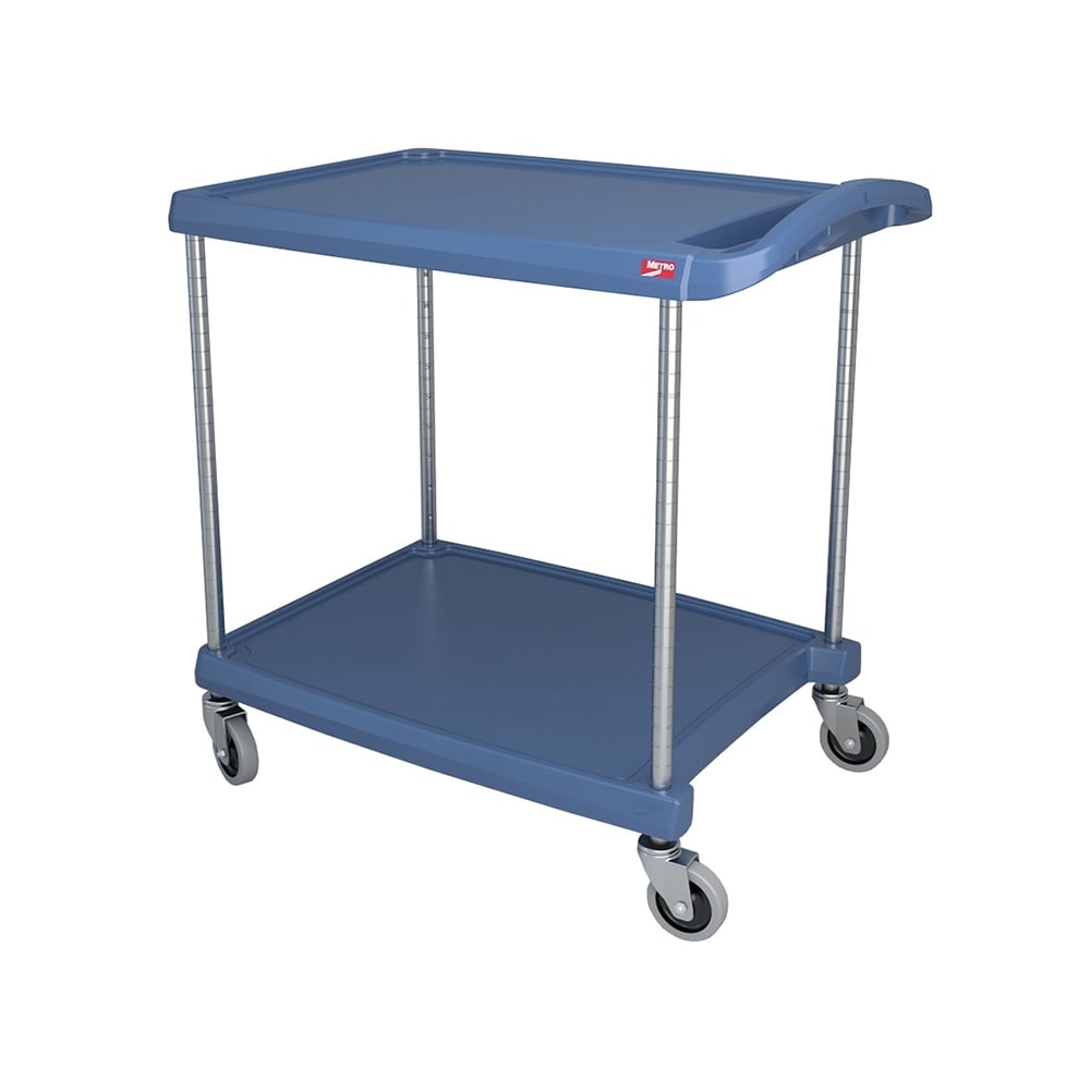Metro MY2030-24BU 2 Level Polymer Utility Cart w/ 300 lb Capacity, Marine Ledges