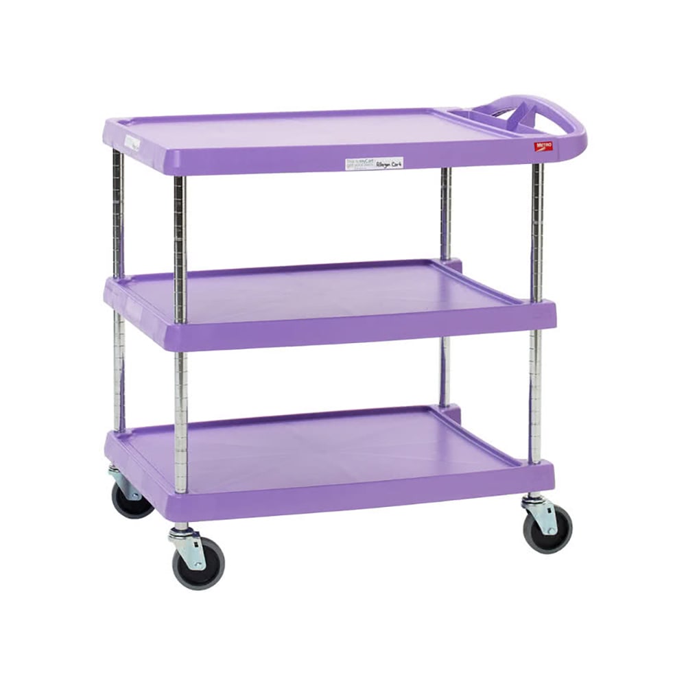 Metro MY2030-34AP 3 Level Polymer Utility Cart w/ 400 lb Capacity, Marine Ledges