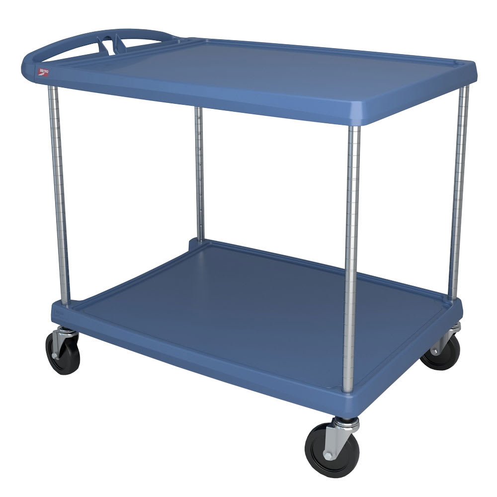 Metro MY2636-25BU 2 Level Polymer Utility Cart w/ 400 lb Capacity, Marine Ledges