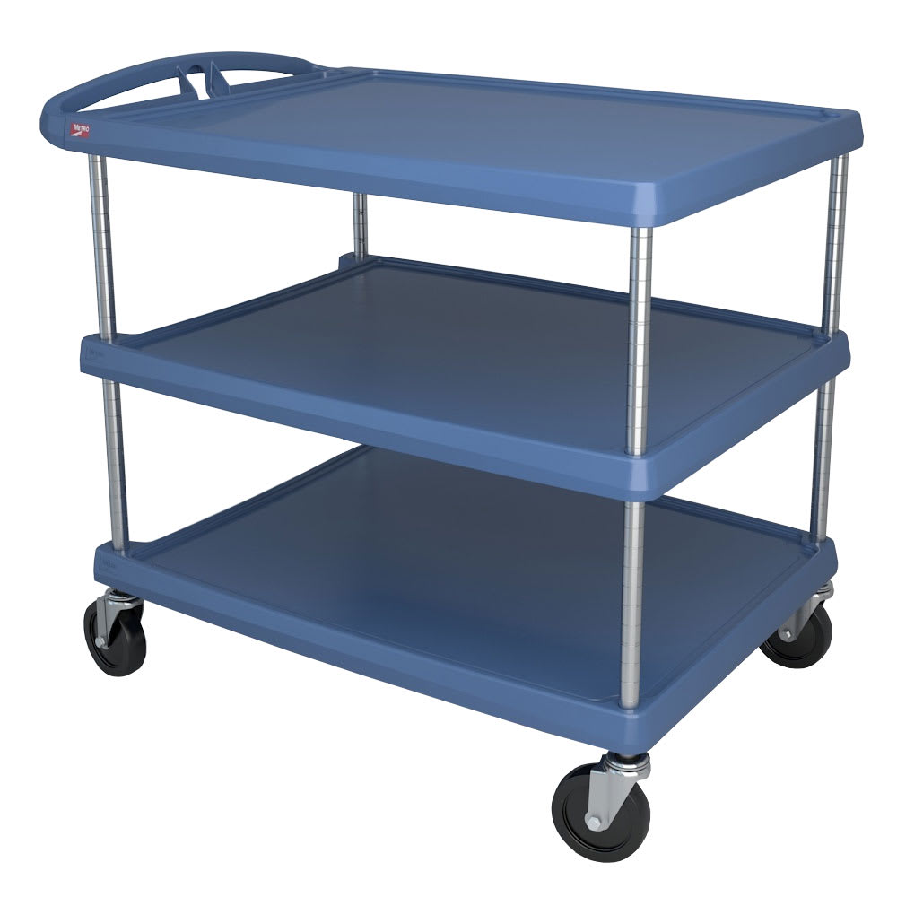 Metro MY2636-35BU 3 Level Polymer Utility Cart w/ 300 lb Capacity, Marine Ledges