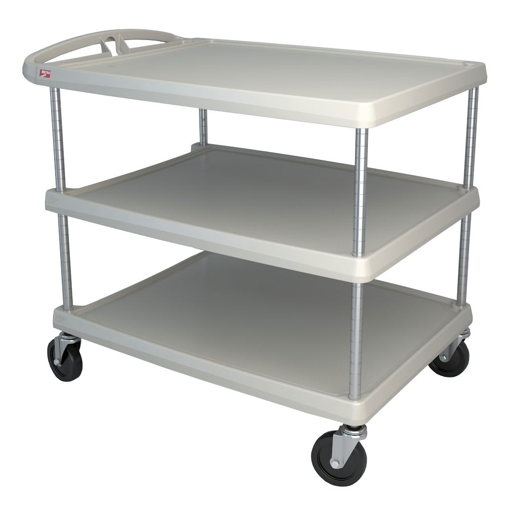 Metro MY2636-35G 3 Level Polymer Utility Cart w/ 500 lb Capacity, Marine Ledges