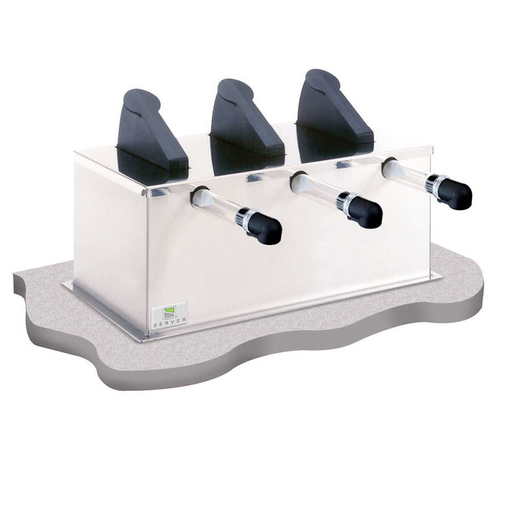 Server Drop In 3 Pump Dispenser For 3 Pouches, Stainless Base (07050)