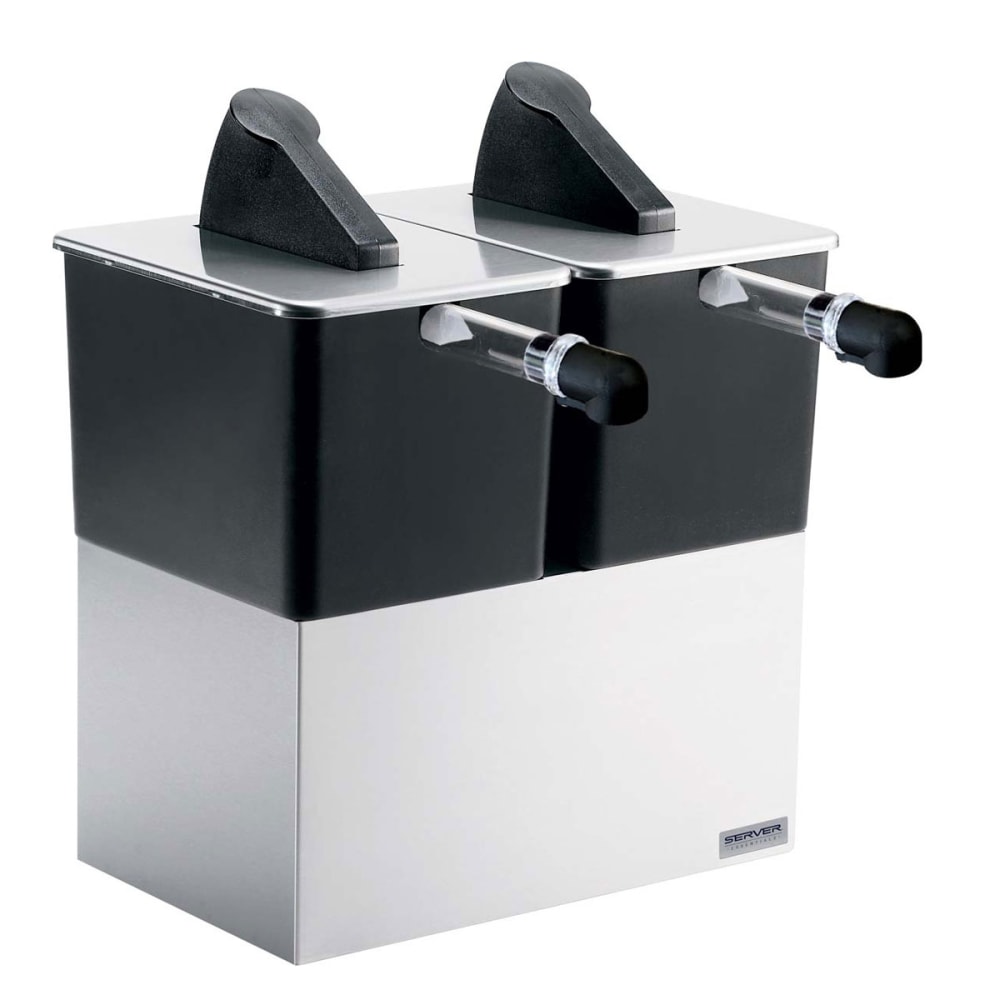 Server Twin Countertop Dispenser w/ (2) Pumps,1-1/2 Gallon Pouches, 1 oz. Maximum Yield, Stainless Base (07300)