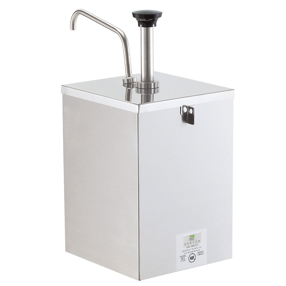 Server Lockable Pump Style Condiment Dispenser w/ (1) oz Stroke, Use #10 Cans or Jars, Stainless (67590)