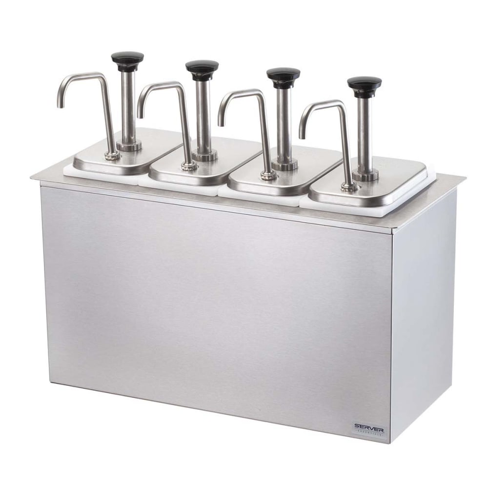 Server Drop-In Condiment Dispenser w/ (4) Jars & Pumps, (1 1/4) oz Stroke, Stainless (83720)