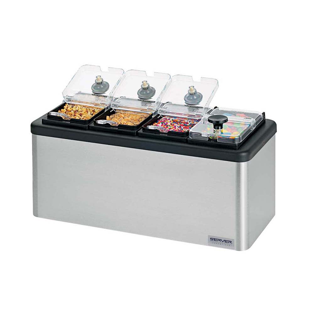 Server Mini Dipper Style Condiment Dispenser w/ (4) 1/9 Jars, (4) Compartments, Stainless (87480)