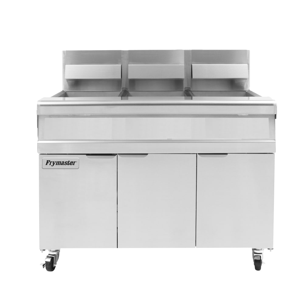Frymaster MJ350 Gas Fryer - (3) 50 lb Vats, Floor Model, Natural Gas