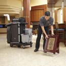 Rubbermaid 1867507 Executive Multi-Lingual Caution Sign - 2 Sided Wood/Gold thumbnail 4