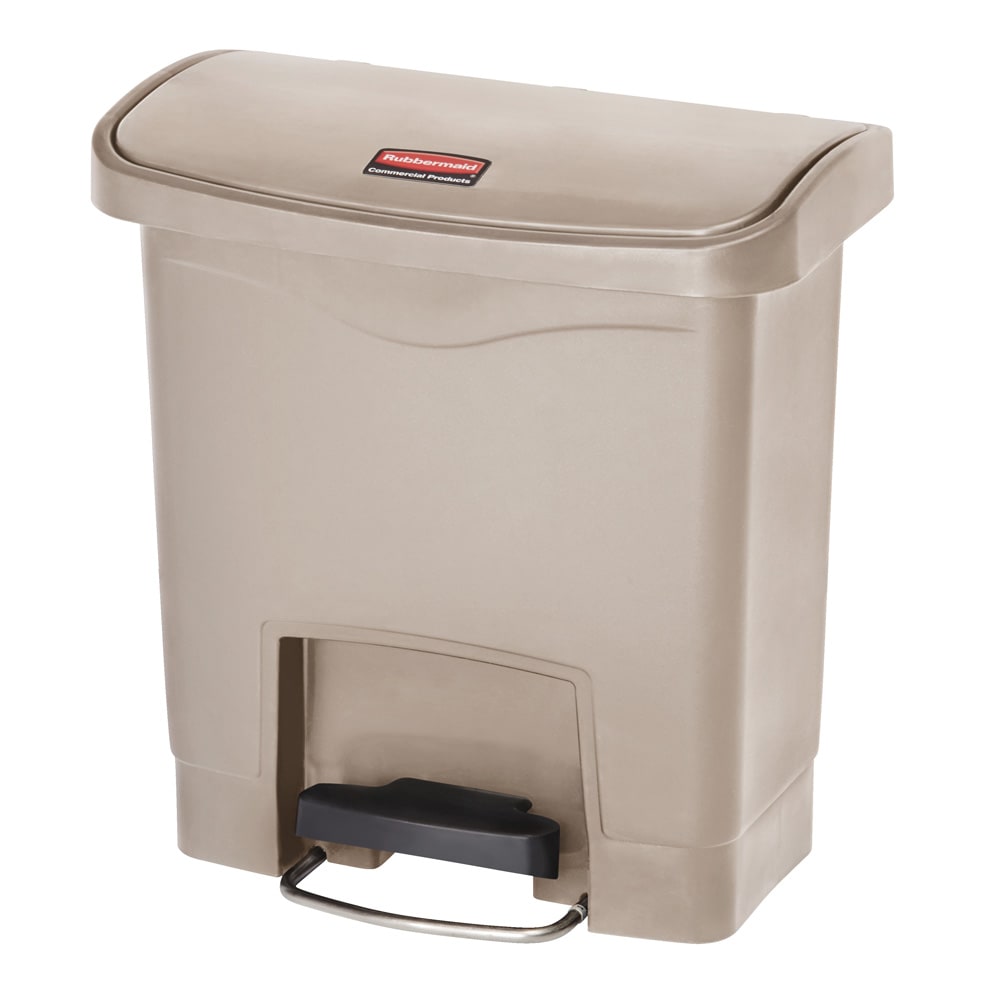 Rubbermaid 1883455 4 gal Rectangle Plastic Step Trash Can, 14 13/16"L x 9 2/32" W x 15 11/16" H, Beige