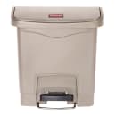 Rubbermaid 1883455 4 gal Rectangle Plastic Step Trash Can, 14 13/16"L x 9 2/32" W x 15 11/16" H, Beige thumbnail 2
