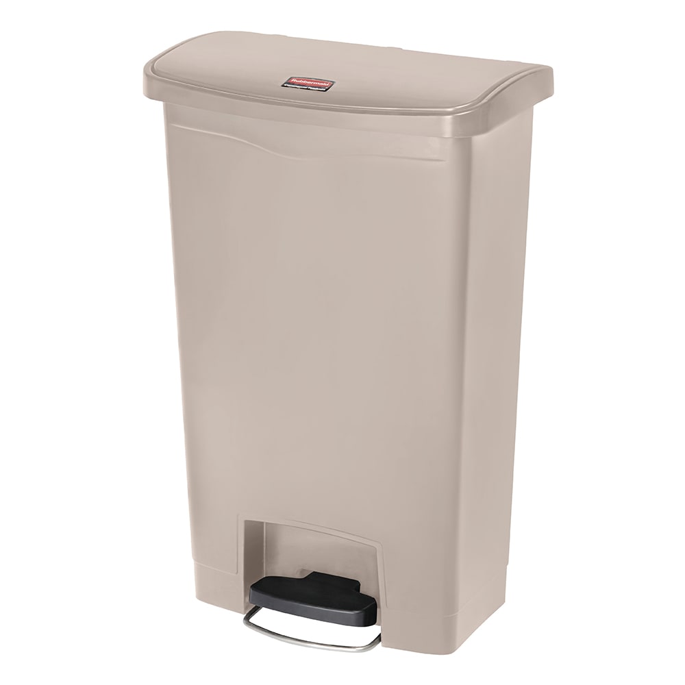 Rubbermaid 1883458 13 gal Rectangle Plastic Step Trash Can, 17 9/10" L x 11 1/2" W x 28 3/10" H, Beige