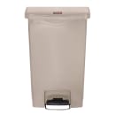 Rubbermaid 1883458 13 gal Rectangle Plastic Step Trash Can, 17 9/10" L x 11 1/2" W x 28 3/10" H, Beige thumbnail 2
