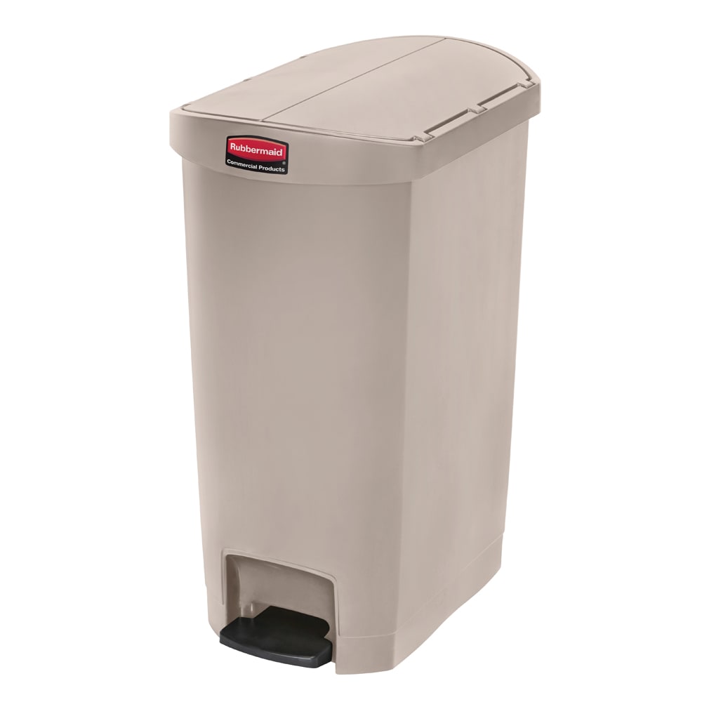 Rubbermaid 1883459 13 gal Rectangle Plastic Step Trash Can, 20 3/4"L x 13 1/2"W x 28 3/8"H, Beige