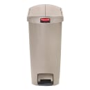 Rubbermaid 1883459 13 gal Rectangle Plastic Step Trash Can, 20 3/4"L x 13 1/2"W x 28 3/8"H, Beige thumbnail 2