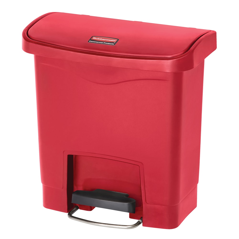 Rubbermaid 1883563 4 gal Rectangle Plastic Step Trash Can, 14 13/16"L x 9 2/32" W x 15 11/16" H, Red