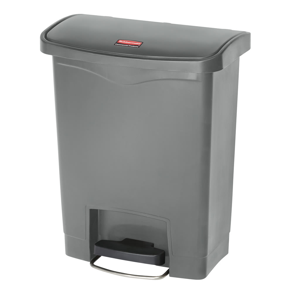 Rubbermaid 1883600 8 gal Rectangle Plastic Step Trash Can, 16 47/64" L x 10 21/32" W x 21 7/64" H, Gray