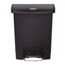 Rubbermaid 1883609 8 gal Rectangle Plastic Step Trash Can, 16 47/64" L x 10 21/32" W x 21 7/64" H, Black thumbnail 2