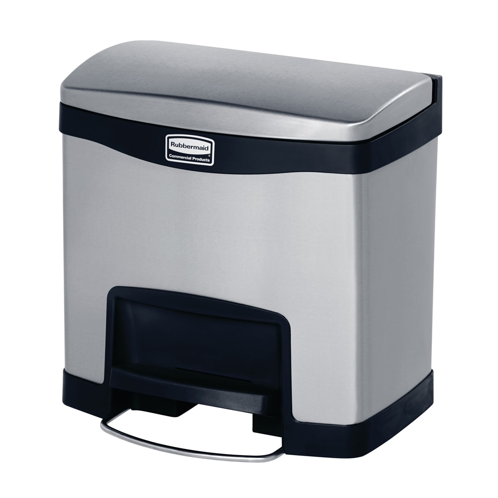 Rubbermaid 1901982 4 gal Rectangle Metal Step Trash Can, 15 37/64" L x 11 29/32" W x 15 47/64" H, Black