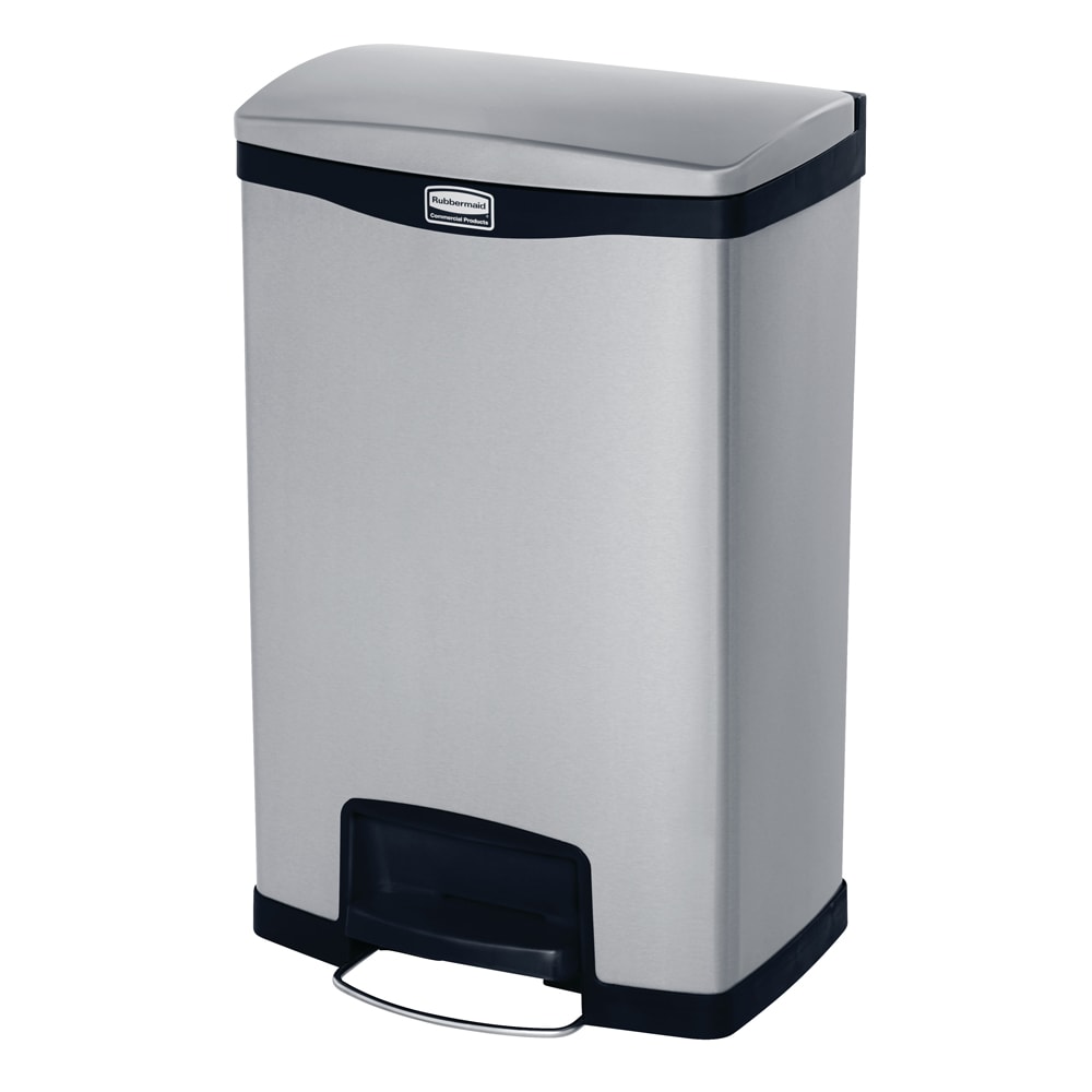 Rubbermaid 1901992 13 gal Rectangle Metal Step Trash Can, 18 7/64" L x 13 7/10" W x 28 21/32" H, Black