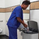 Rubbermaid 1901992 13 gal Rectangle Metal Step Trash Can, 18 7/64" L x 13 7/10" W x 28 21/32" H, Black thumbnail 5