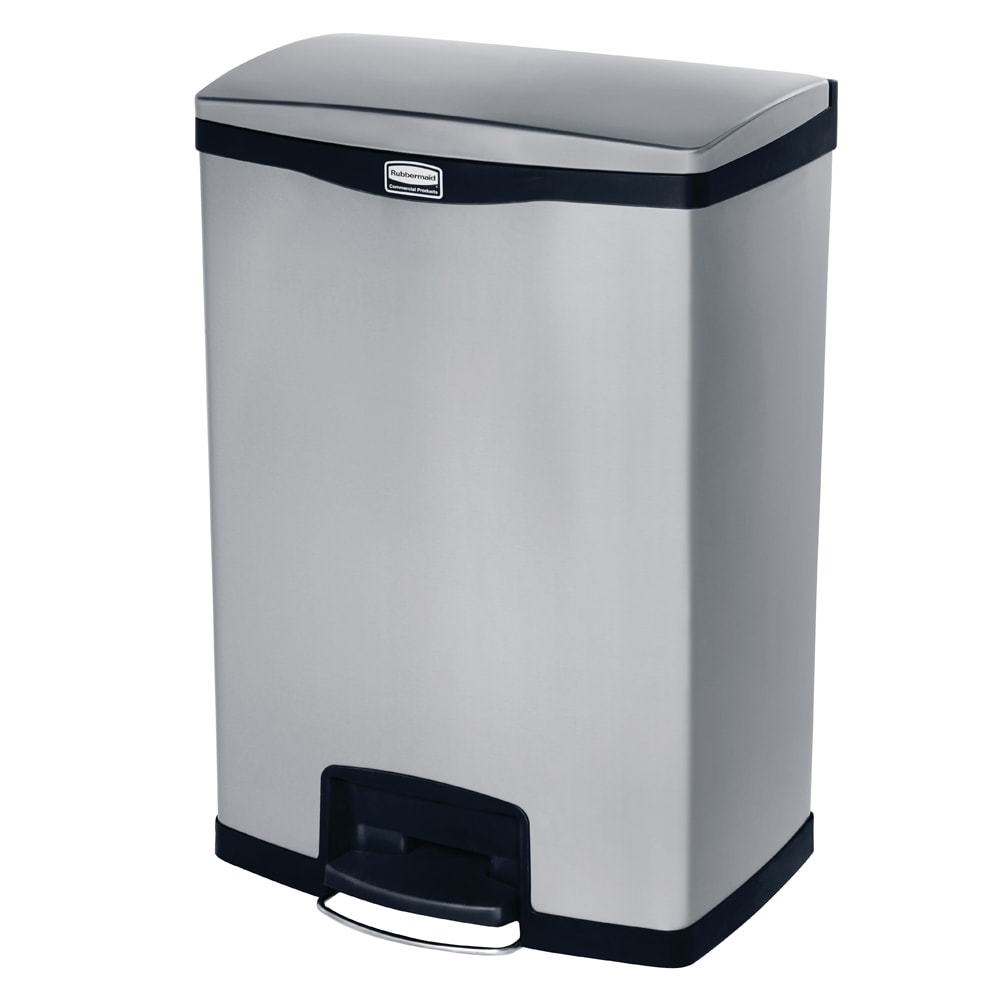 Rubbermaid 1901999 4 gal Rectangle Metal Step Trash Can, 21 4/5"L x 16 15/64" W x 31 53/64" H, Black