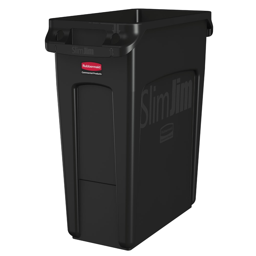Rubbermaid 1955959 16 gal Rectangle Slim Trash Can, 22"L x 11"W x 25"H, Black