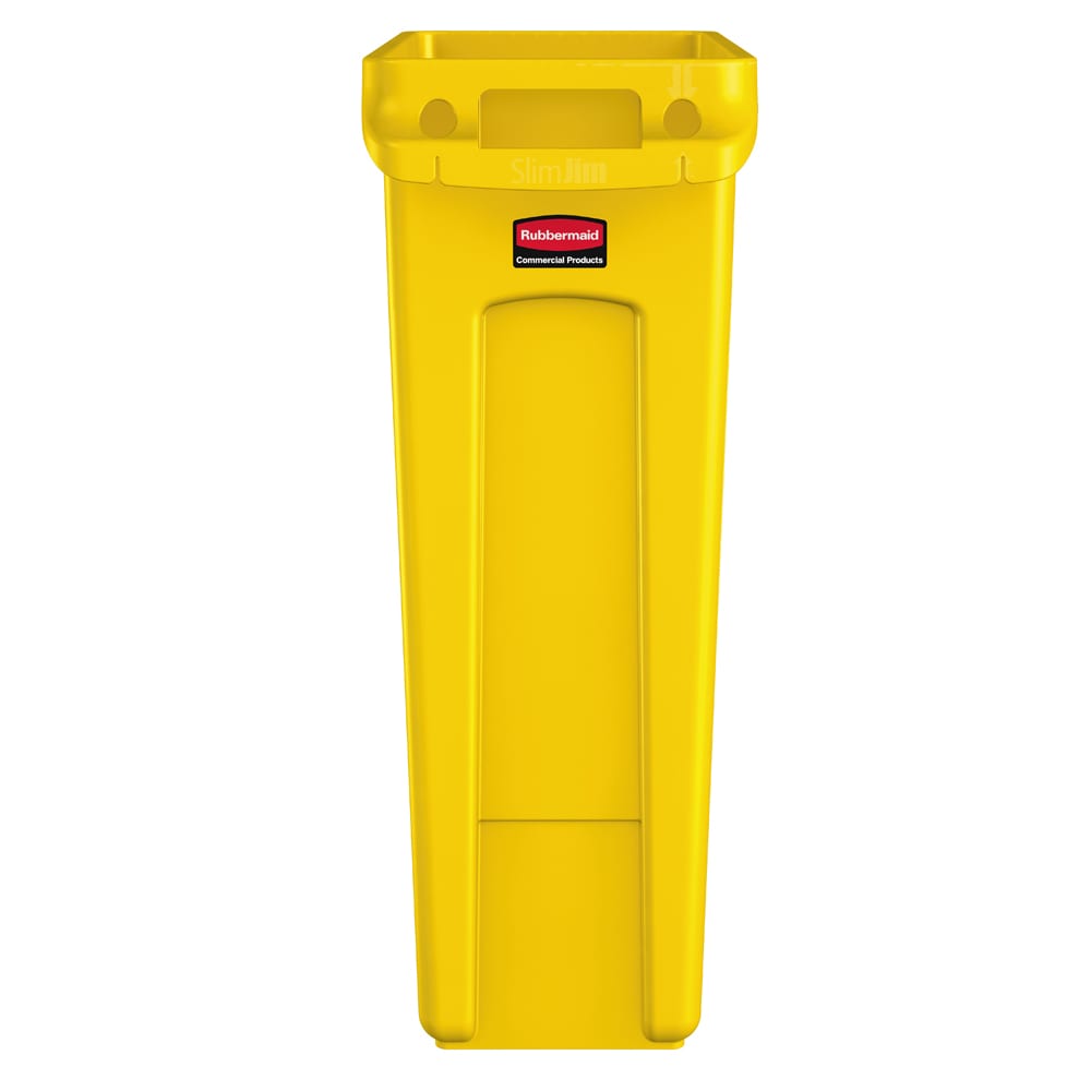 Rubbermaid 1956188 23 gal Rectangle Slim Trash Can, 22"L x 11"W x 30"H, Yellow