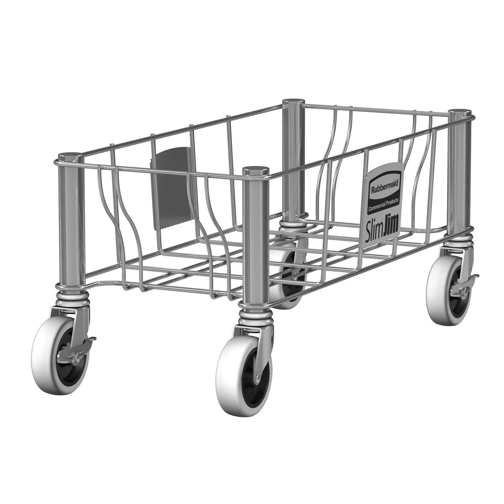 Rubbermaid 1968468 Rectangular Metal Trash Can Dolly w/ Flat Center & 100 lb Capacity