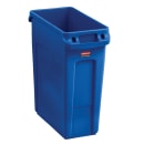 Rubbermaid 1971257 16 gal Rectangle Slim Trash Can, 22"L x 11"W x 25"H, Blue thumbnail 3