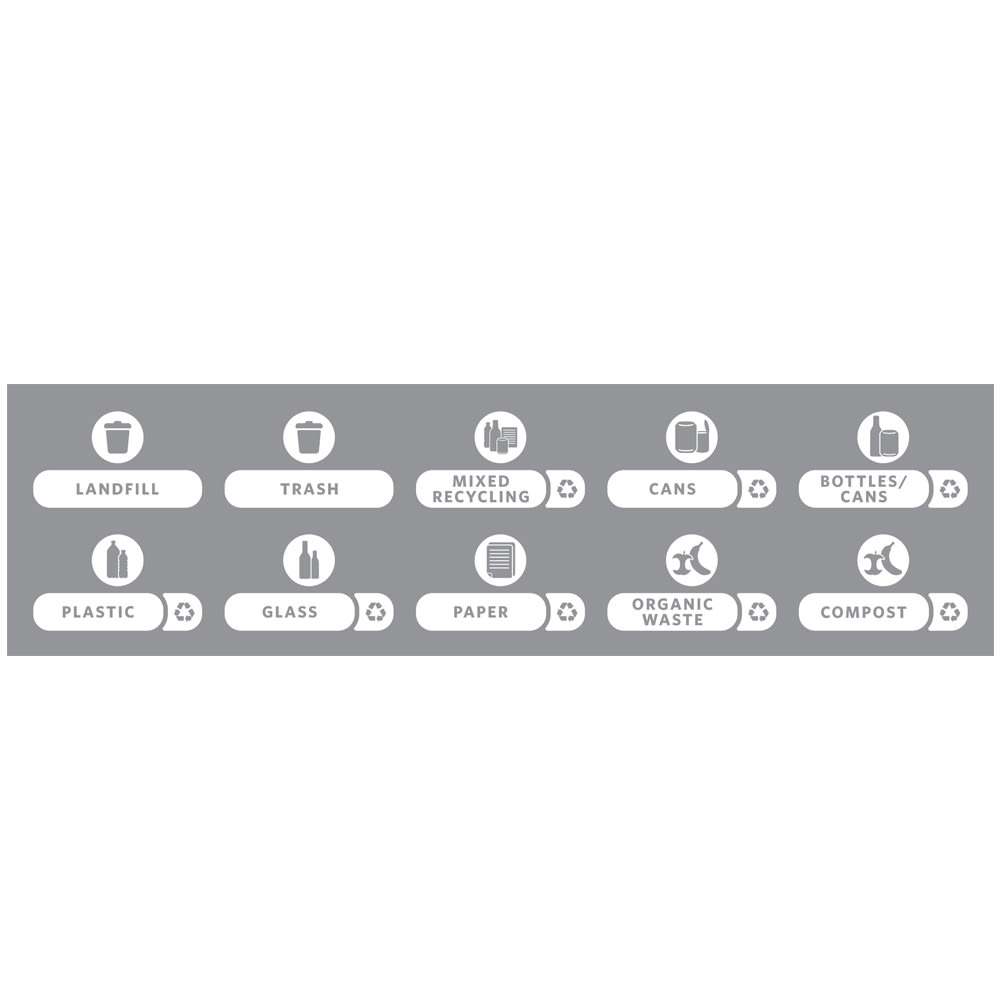 Rubbermaid 1977787 Recycle Label Kit Version C for 32 & 44 gallon BRUTE® Containers, English