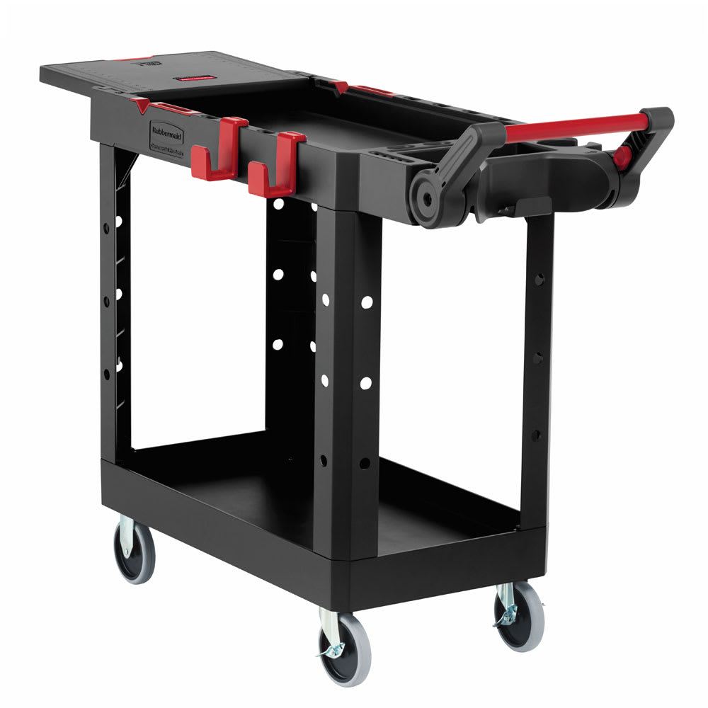 Rubbermaid 1997206 2 Level Polymer Utility Cart w/ 500 lb Capacity, Raised Ledges