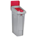Rubbermaid 2007192 Hinged Lid Insert for 23 gal Slim Jim® Recycling Containers - 16 1/2" x 8", Red thumbnail 2