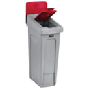 Rubbermaid 2007192 Hinged Lid Insert for 23 gal Slim Jim® Recycling Containers - 16 1/2" x 8", Red thumbnail 3